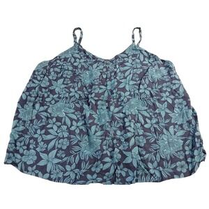 Sonoma Blue Floral Ruffled Front Tank Women's Plus Size 2X 100%Rayon #513C